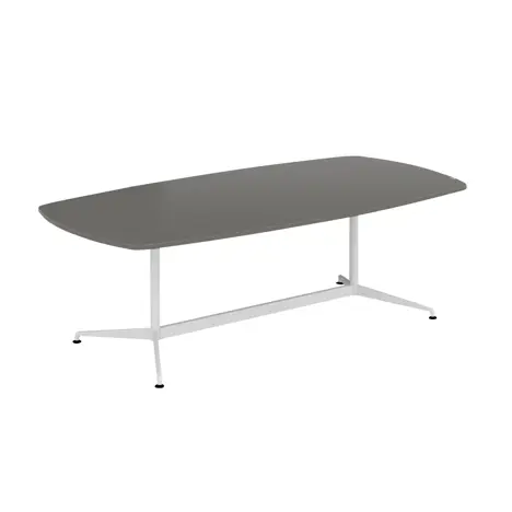 Loft Barrel Table - 2400 - Single Frame - White - Onyx Grey